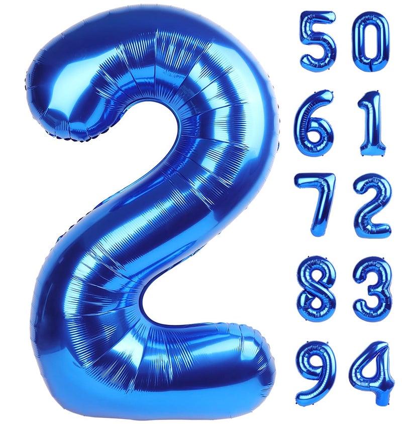 IWERP Navy Blue 2 Balloon, Number Balloon 40 Inch, Two Number Birthday Decorations, Second 2nd Birthday Party Supplies, Number 2 - Image 1