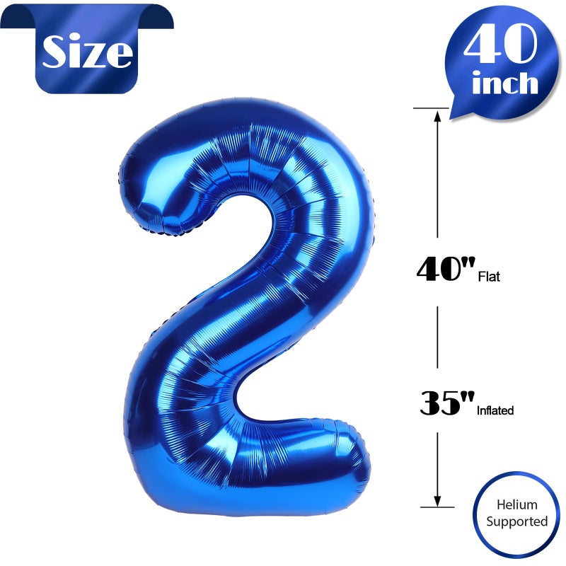 IWERP Navy Blue 2 Balloon, Number Balloon 40 Inch, Two Number Birthday Decorations, Second 2nd Birthday Party Supplies, Number 2 - Image 5