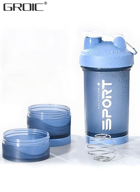 3 Layer Shaker Bottles for Protein Mixes Workout Shaker Leak Proof, Sport Water Bottle, Dual Mixing Technology with Shaker Balls, Twist and Lock Protein Box Storage Included