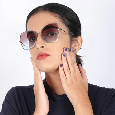 Woggles Latest & Stylish UV Protected Gradient Purple Oversized Sunglasses for Women