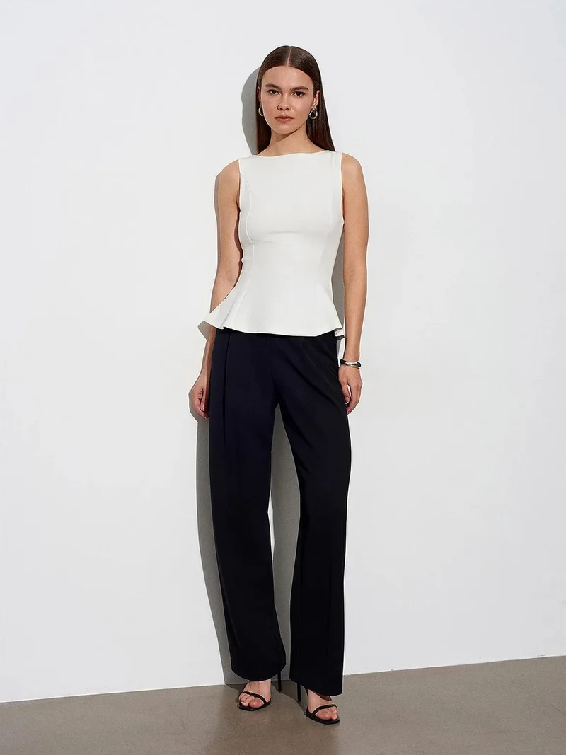 ديلفين DILVIN Fitted Sleeveless Peplum Blouse