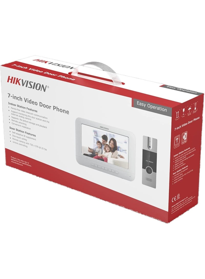 HIKVISION Analog Video Door Phone/Bell with 7" TFT LCD Screen Wired| 1080p Resolution | BuiltIn Mic & Loudspeaker| Noise Echo Cancellation| Record Upto 200 Picture | One Call Button(DS-KIS204T) - Image 3