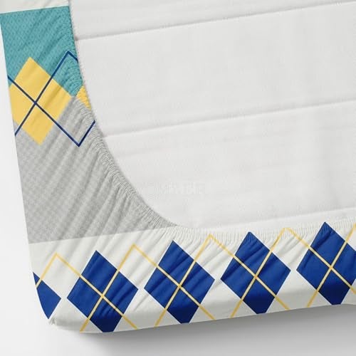 VOMZER 320 TC Cotton Feel All Around Elastic Fitted Printed Bedsheets King Size, Premium Elastic Fitted King Size Bed Sheet for Double Bed with 2 Pillow Covers, Size- 78 x 72 (Blue Box) - Image 4