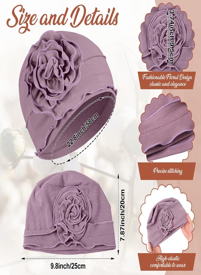 JenPen 6 Pcs Cotton Chemo Turban Headwear Beanie for Women Soft Cancer Head Scarf Hats Elastic Covers Cap for Hair Loss (Rustic Color), Rustic Color, One size - Image 4