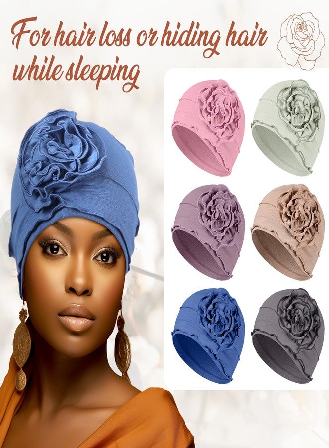 JenPen 6 Pcs Cotton Chemo Turban Headwear Beanie for Women Soft Cancer Head Scarf Hats Elastic Covers Cap for Hair Loss (Rustic Color), Rustic Color, One size - Image 5
