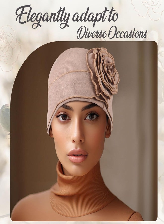 JenPen 6 Pcs Cotton Chemo Turban Headwear Beanie for Women Soft Cancer Head Scarf Hats Elastic Covers Cap for Hair Loss (Rustic Color), Rustic Color, One size - Image 2