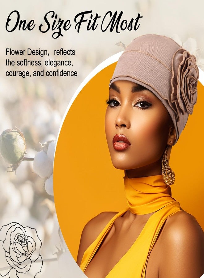 JenPen 6 Pcs Cotton Chemo Turban Headwear Beanie for Women Soft Cancer Head Scarf Hats Elastic Covers Cap for Hair Loss (Rustic Color), Rustic Color, One size - Image 3