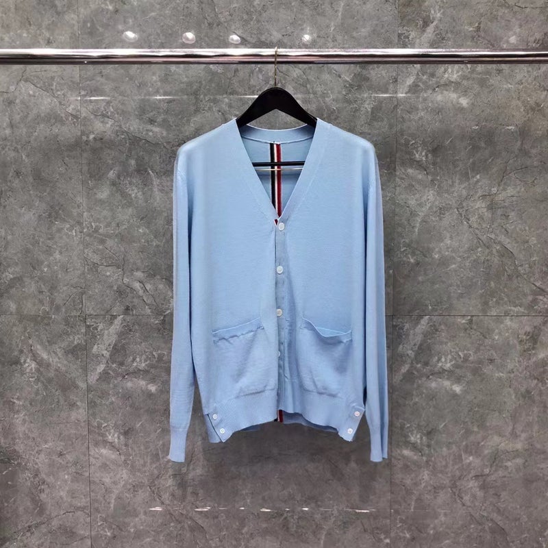 TB Tom autumn and winter New V-neck clean color webbing cardigan sweater men's and women's casual comfortable loose cardigan - Image 5