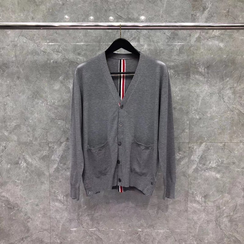 TB Tom autumn and winter New V-neck clean color webbing cardigan sweater men's and women's casual comfortable loose cardigan - Image 3