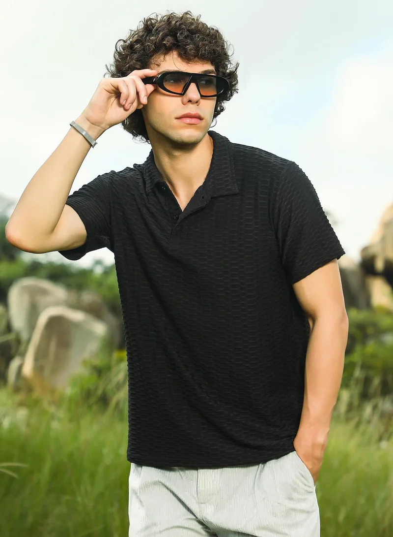 كامبوس سوترا تيشيرت بولو رجالي أسود عسلي