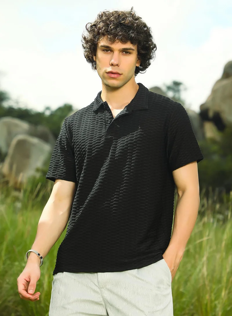 كامبوس سوترا تيشيرت بولو رجالي أسود عسلي