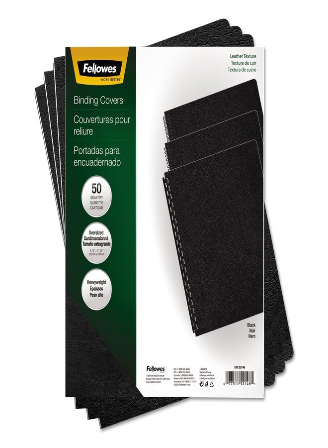 فيلوز أغطية تجليد Fellowes 52146، مقاس 11-1/4 × 8-3/4 بوصة، مصنوعة من فينيل أسود يشبه الجلد، 50 غطاءً في العبوة - Image 3