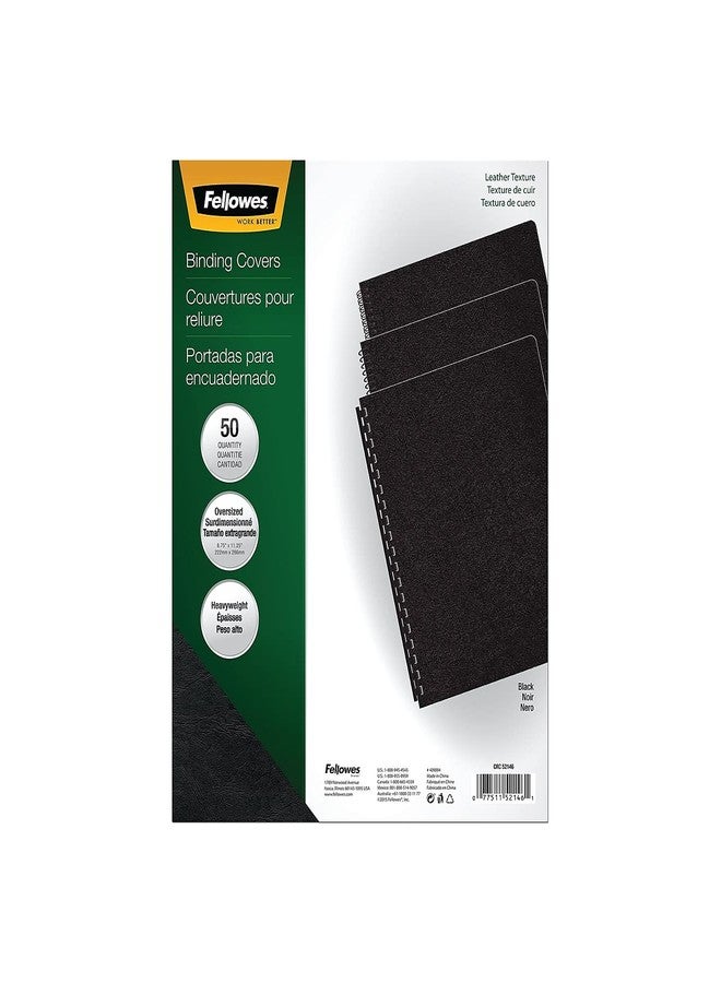 فيلوز أغطية تجليد Fellowes 52146، مقاس 11-1/4 × 8-3/4 بوصة، مصنوعة من فينيل أسود يشبه الجلد، 50 غطاءً في العبوة - Image 5