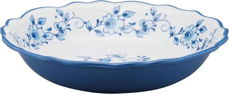 UPware Blue and White Floral Melamine Serving Bowl BPAFree Large Decorative Bowl for Salad Fruit Pasta or Outdoor Entertaining 1375 Inch - Image 1