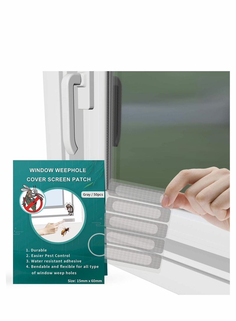 نيبمينينت Window Weep Hole Covers Screen Patch Adhesive Repair Self-Adhesive Replacement for Holes Tearing Anti-Mosquito Sticker WaterHole Drainage Leak Paste Gauze Magic 50Pcs - Image 1