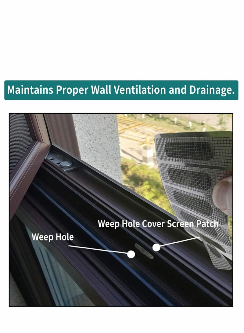 نيبمينينت Window Weep Hole Covers Screen Patch Adhesive Repair Self-Adhesive Replacement for Holes Tearing Anti-Mosquito Sticker WaterHole Drainage Leak Paste Gauze Magic 50Pcs - Image 5