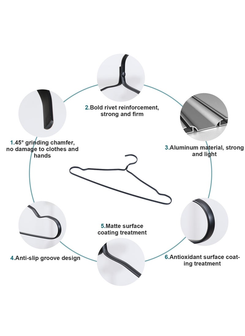 SänHahn - Metal Hangers, Matt Grey Clothes Hangers, , 10 Pack Aluminium Hangers, Non-Slip Hangers, Sturdy Clothes Hangers Heavy Duty Coat Hangers and Suit Hangers, Durable Slim for Closet Space Saving - Image 1