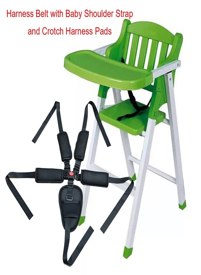 Dogxiong Universal 5 Point Adjustable Harness Seat Belt Stroller for Kids Harness Belt with Baby Shoulder Strap with Baby Shoulder Strap and Crotch Harness Pads (Black) - Image 4