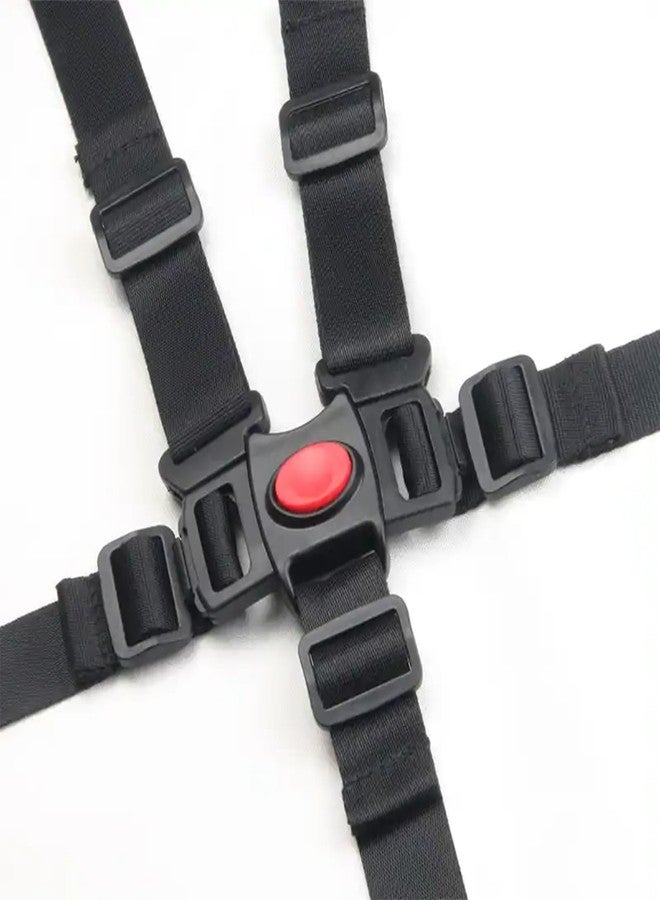 Dogxiong Universal 5 Point Adjustable Harness Seat Belt Stroller for Kids Harness Belt with Baby Shoulder Strap with Baby Shoulder Strap and Crotch Harness Pads (Black) - Image 3