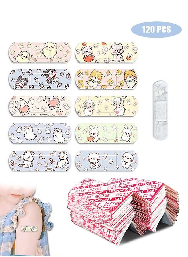 Realfrog - 120 Pcs Cartoon Bandages Strips Band Aid, PE Material Hemostatic Waterproof Adhesive Bandages Strips Combination Pack, Cuts Scrapes First Aid Bandages for Family (Colorful) - Image 1