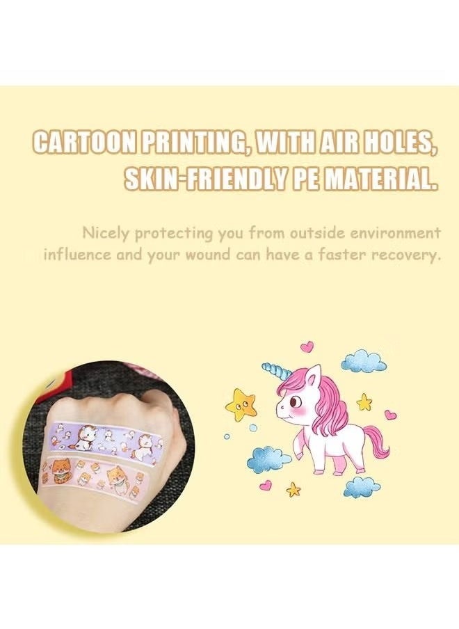 Realfrog - 120 Pcs Cartoon Bandages Strips Band Aid, PE Material Hemostatic Waterproof Adhesive Bandages Strips Combination Pack, Cuts Scrapes First Aid Bandages for Family (Colorful) - Image 1