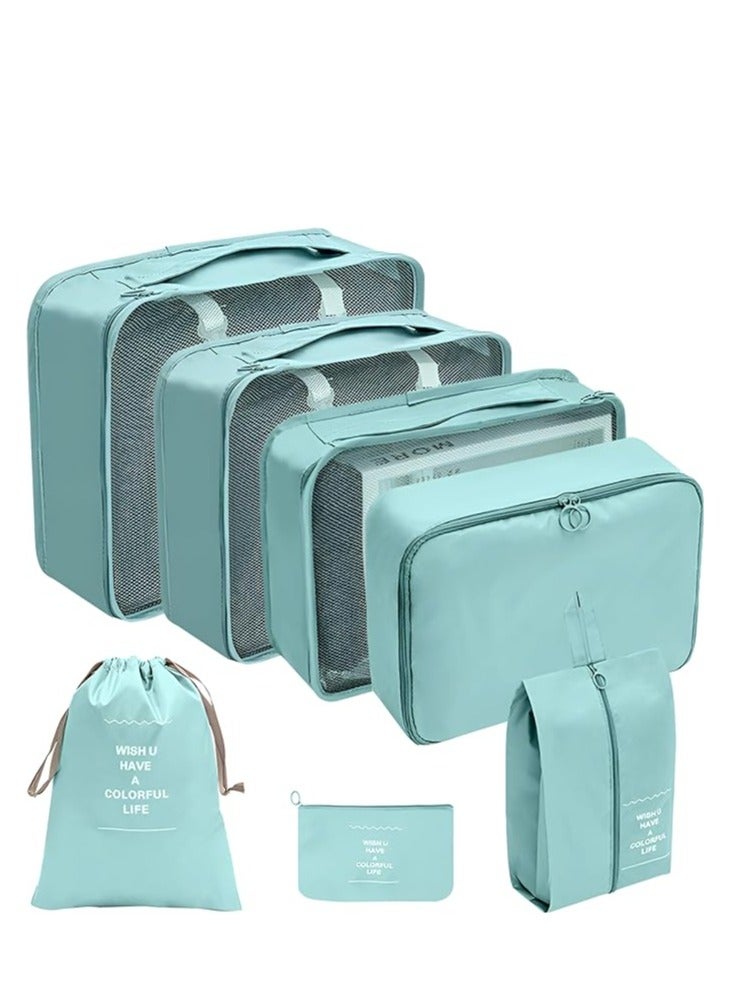 DUNISO Travel Organizer 7PCS for Carry on Luggage Multi-Functional Compression Organizer Bags Clothing Sorting Packages Travel Packing Pouches for Man & Women Travel Essentials-Green - Image 3