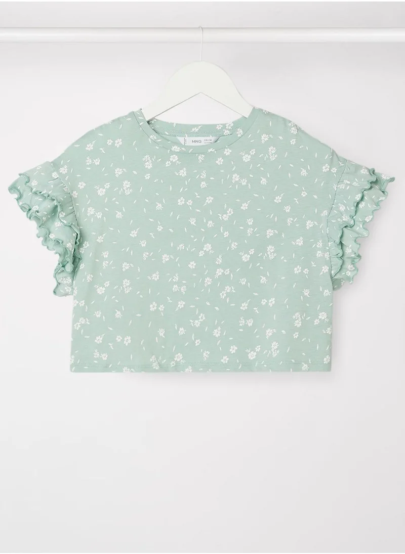 MANGO Kids Ruffle Sleeve T-Shirt