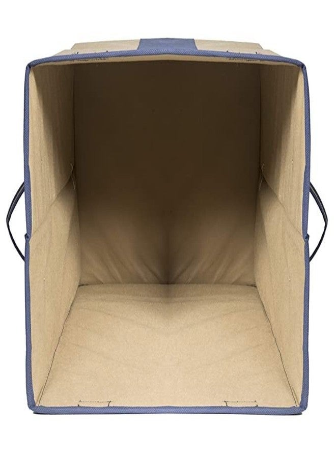 STORE MORE 68 L Patti Laundry Basket for Clothes and Toys With Lid & Side Handles Durable Foldable and Collapsible Laundry Storage Bag for Dirty Clothes (Blue & Beige, Pack of 2) - Image 4