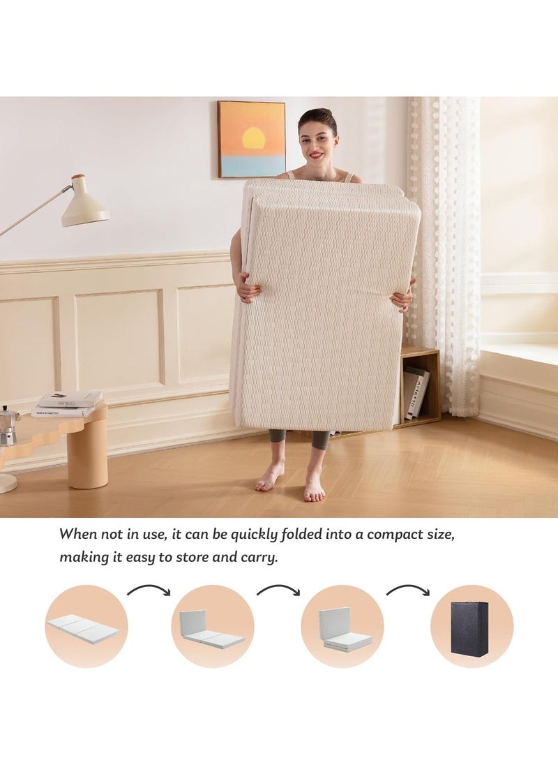 COMFY CLASSIC PORTABLE KNITTED COTTON FOLDING MATTRESS 180 X 90 X 7CM