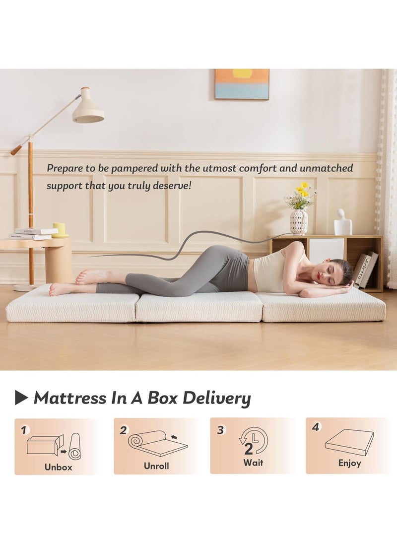COMFY CLASSIC PORTABLE KNITTED COTTON FOLDING MATTRESS 180 X 90 X 7CM