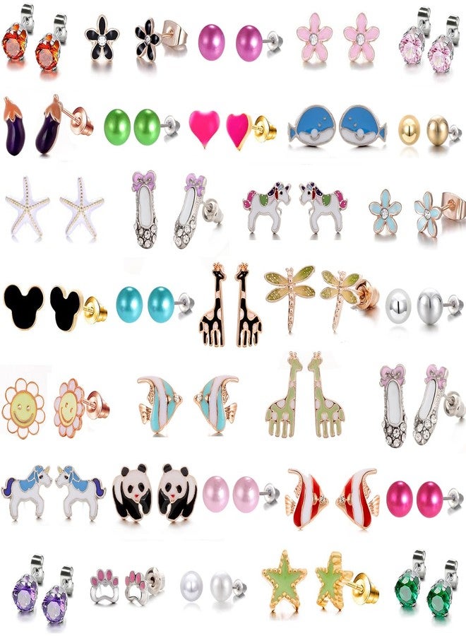 Tamhoo 33-Pair Vibrant Variety Earring Set- Cute Stud Earrings for Girls,Adorable & Hypoallergenic Earrings for Sensitivity-Free With Stainless Steel Post - Image 1