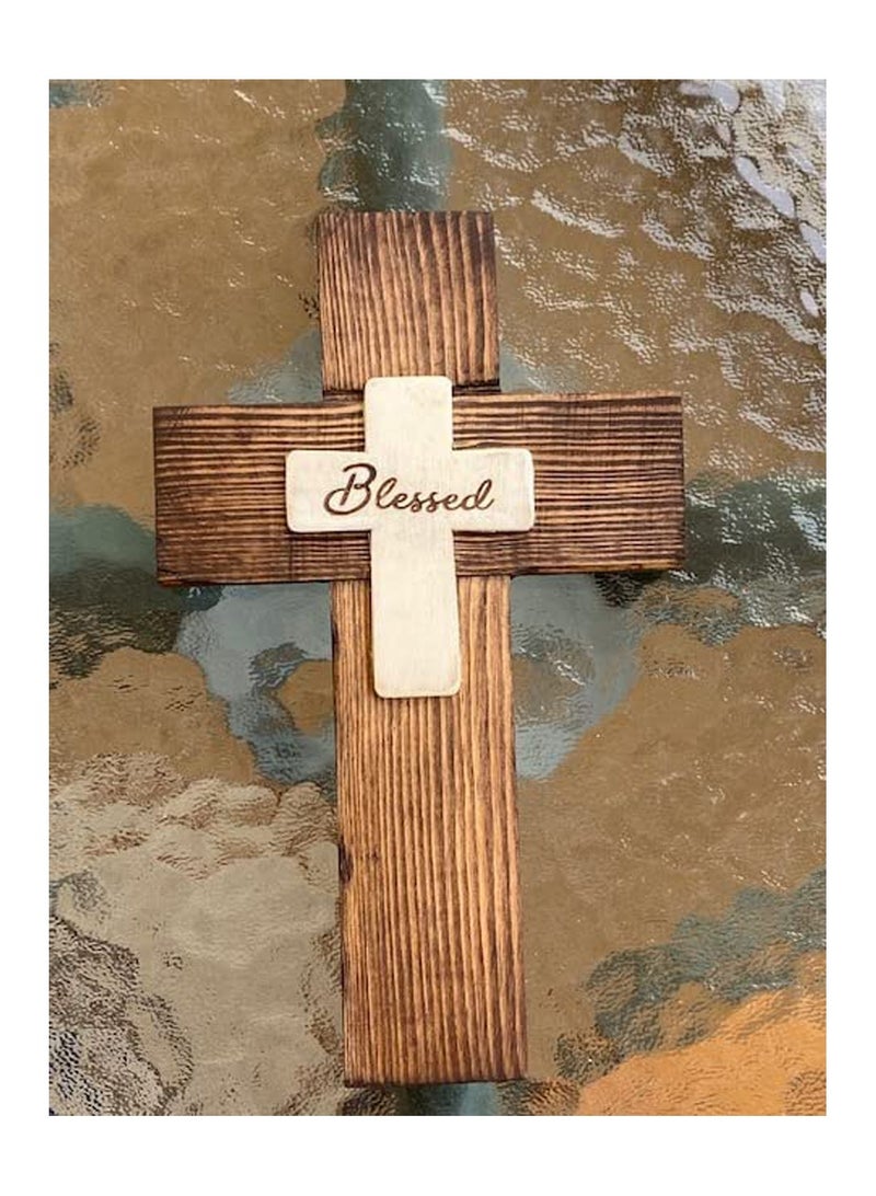 UP TO DATE Handmade high quality natural wood cross with a white cross - Image 4
