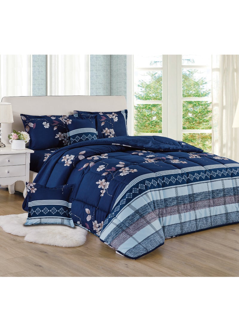 Moon - 6Piece King Size 220x240Cm Comforter Set Medium Filling Bedding Set for All Season Includes 1Comforter 1Bedsheet 2Pillow Shams and 2Cushion cases - Image 1