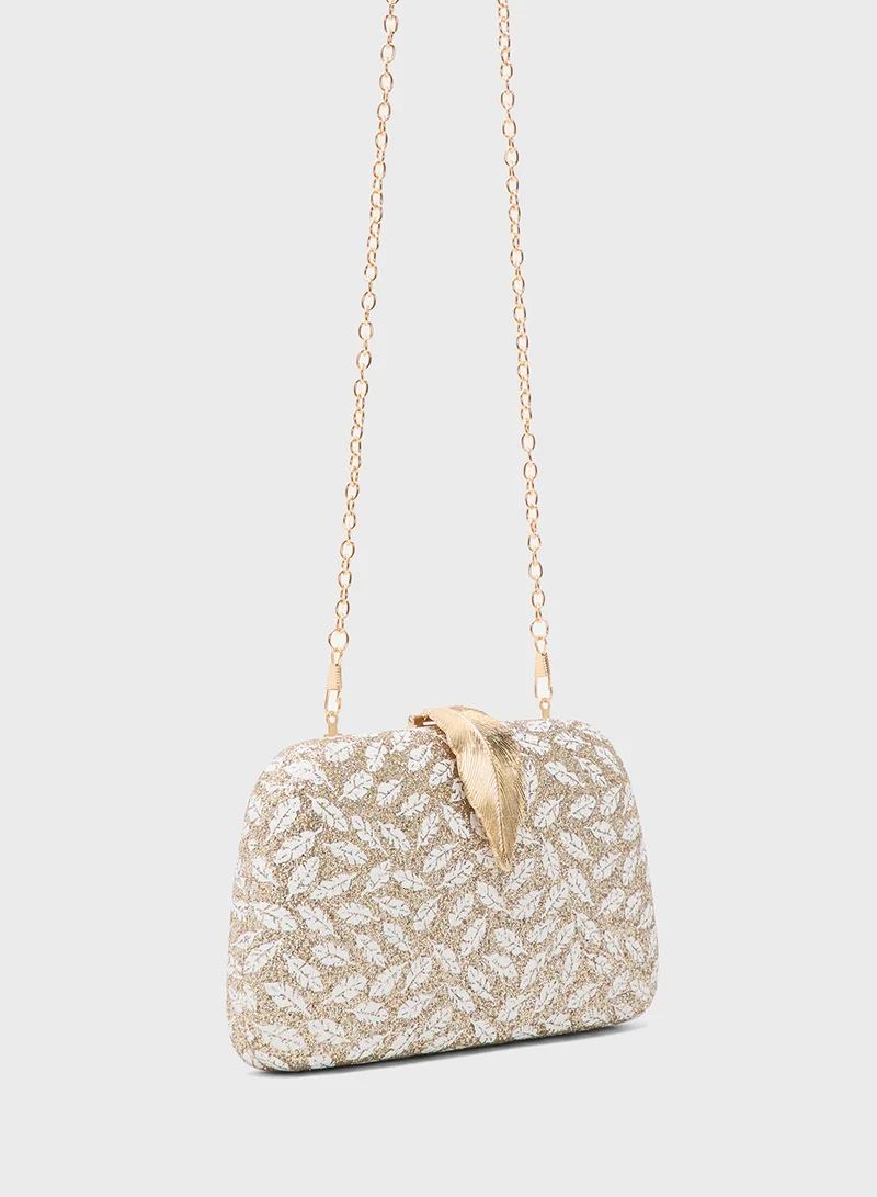 Khizana Gold Accent Pattern Embellished Clutch
