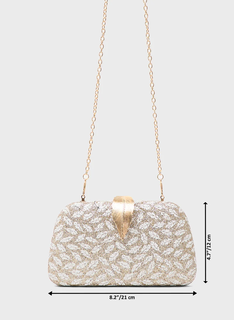 Khizana Gold Accent Pattern Embellished Clutch