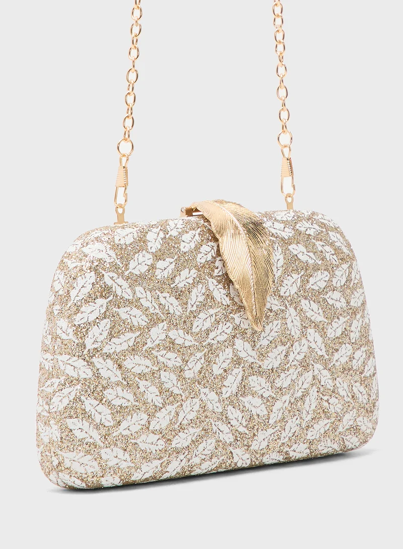 Khizana Gold Accent Pattern Embellished Clutch