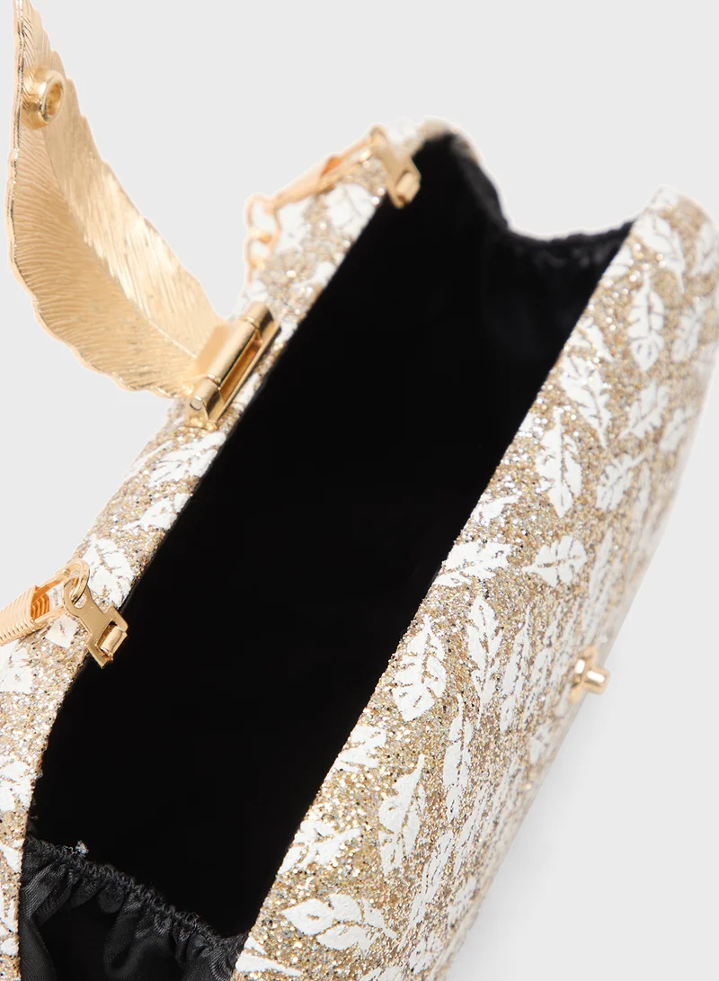 Khizana Gold Accent Pattern Embellished Clutch
