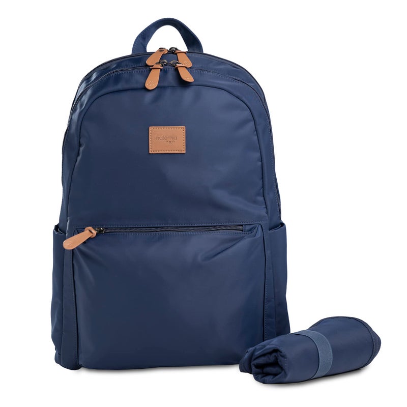 Natemia حقيبة ظهر حفاضات ناتيميا - حقيبة حفاضات مقاومة للماء مع جيوب، وأحزمة عربة الأطفال، ووسادة تغيير محمولة مرفقة - Image 1