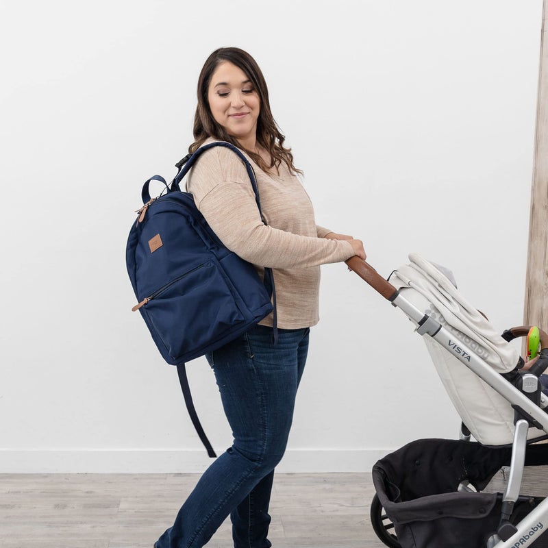 Natemia حقيبة ظهر حفاضات ناتيميا - حقيبة حفاضات مقاومة للماء مع جيوب، وأحزمة عربة الأطفال، ووسادة تغيير محمولة مرفقة - Image 4