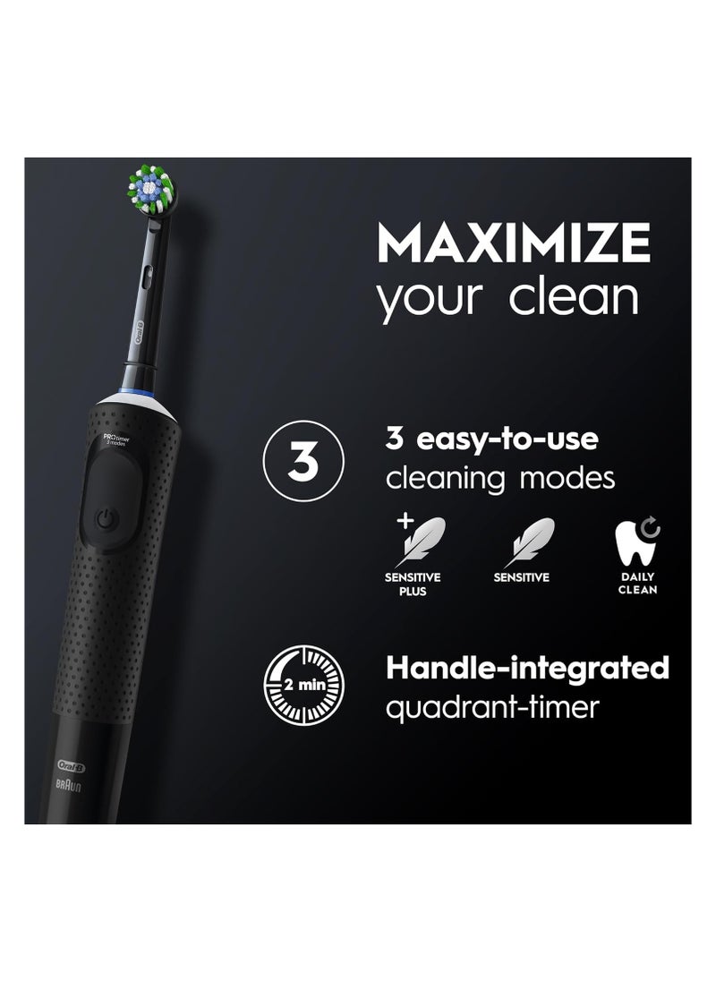 Oral-B - Vitality 300 Rechargeable Toothbrush with CrossAction Brush Head, 3 Cleaning Modes & 2 Minutes Built-in Timer D103.413.3 BLACK - Image 1