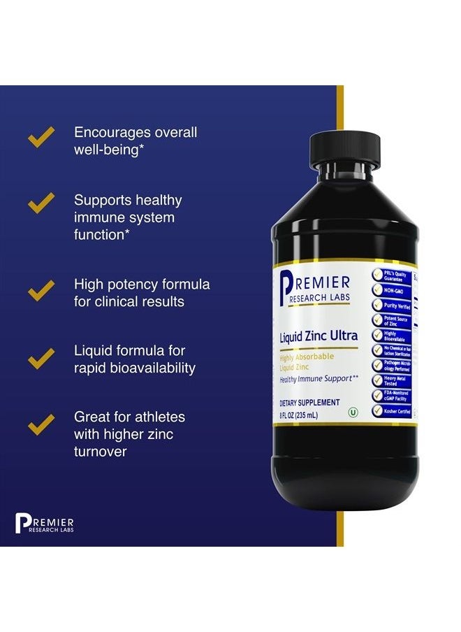 Premier Research Labs - Liquid Zinc Ultra - Highly Absorbable Liquid Zinc - Supports Healthy Immune System - Non-GMO, Vegan - 8 Fl Oz (47 Servings) - Image 1