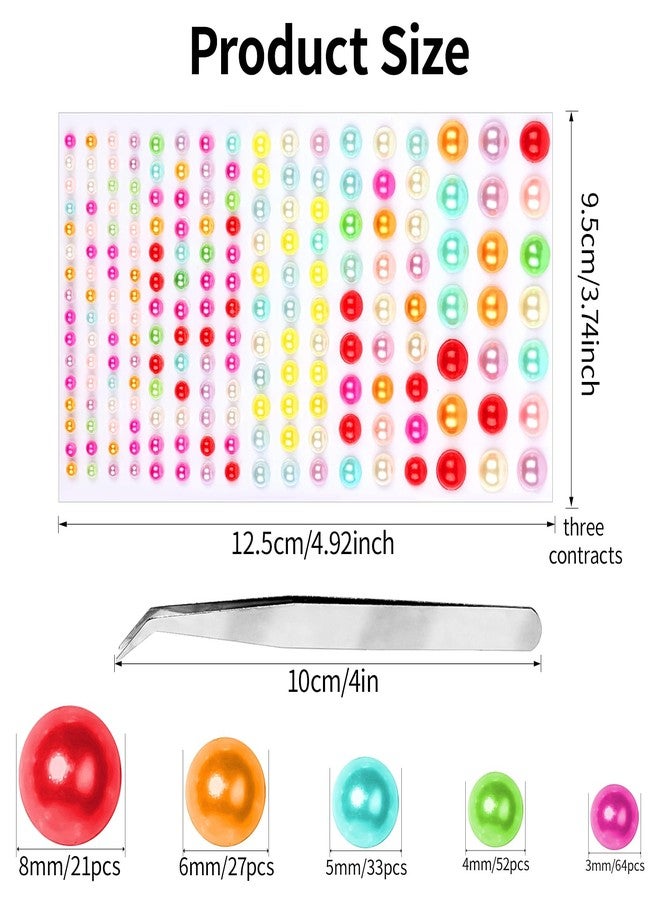 Jacnkb 591pcs Face Gems Hair Gems Pearls, Self-Adhesive Face Jewels Eye Rhinestones 3/4/5/6/8 mm Face Gem Stick on, Halloween Makeup Gems Rave Accessories for Face Eyes Body Makeup (02.Color Pearl) - Image 2