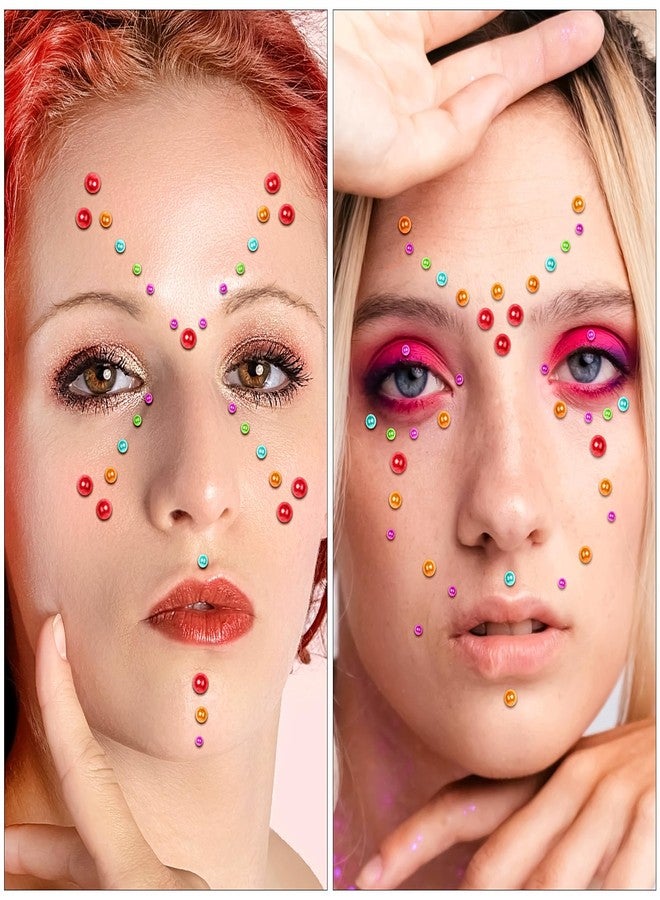 Jacnkb 591pcs Face Gems Hair Gems Pearls, Self-Adhesive Face Jewels Eye Rhinestones 3/4/5/6/8 mm Face Gem Stick on, Halloween Makeup Gems Rave Accessories for Face Eyes Body Makeup (02.Color Pearl) - Image 5
