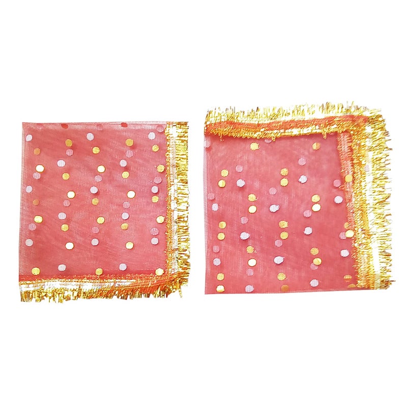 Pooja Ghar Net Cloth Puja Chunri Hindu Puja Festival Jai MATA Di Devi Maa Ki Net ChunriDupattaChunari 42 42 cm Pack of 2 - Image 1