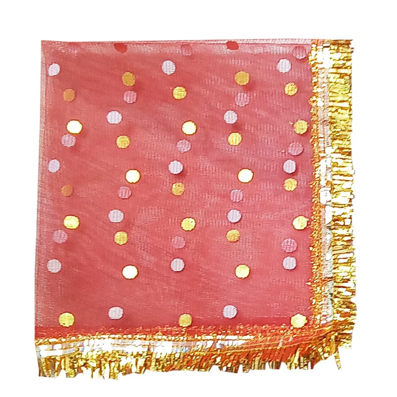 Pooja Ghar Net Cloth Puja Chunri Hindu Puja Festival Jai MATA Di Devi Maa Ki Net ChunriDupattaChunari 42 42 cm Pack of 2 - Image 2