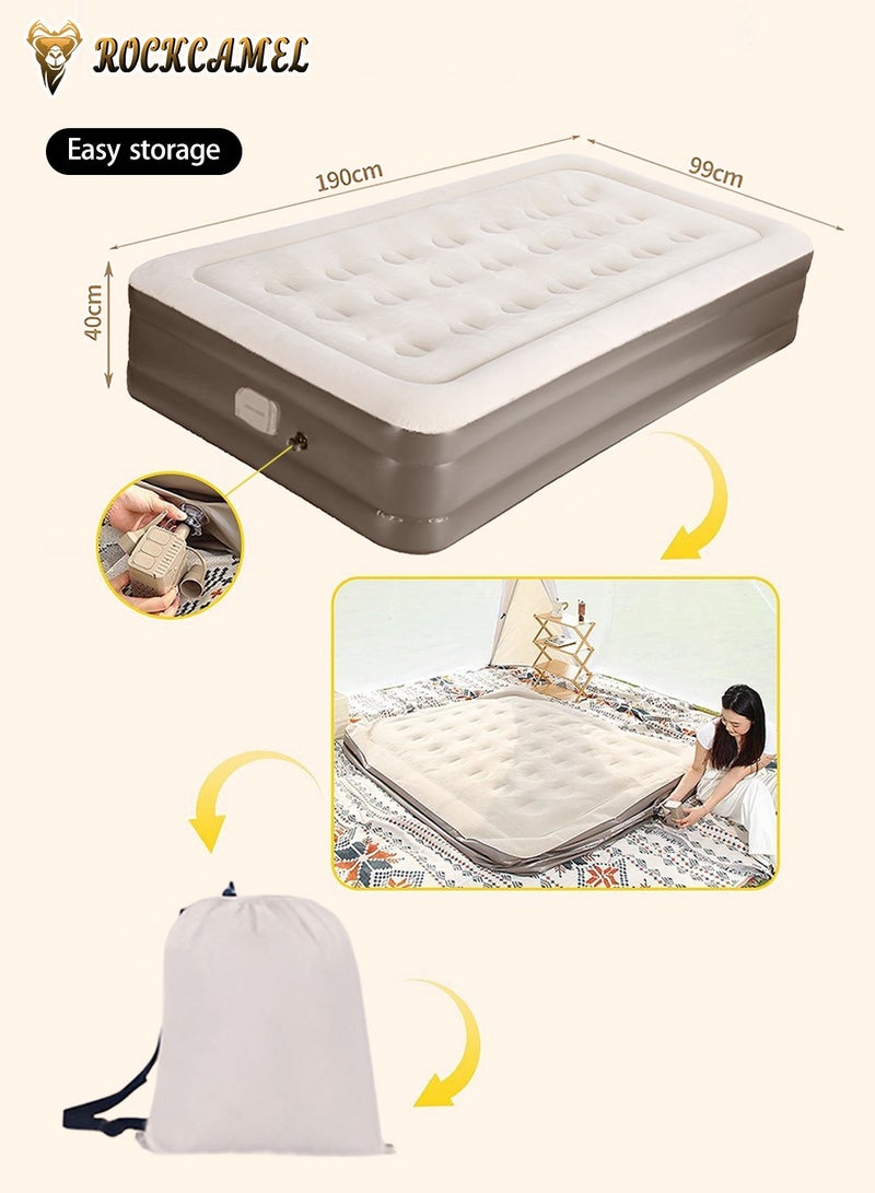 Self-Inflating Mattress, Portable Inflatable Bed With Built-In Air Pump, Can Be Inflated And Deflated Quickly, Ideal For Home, Guests, Camping, Travel, and Outdoor Use 190*99*40cm