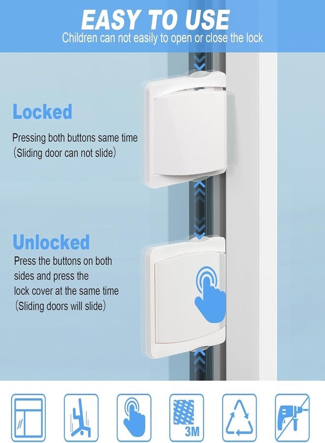 SUNBEET Sliding Door Lock, 3M Adhesive Child Safety Sliding Glass Door Lock for Sliding Glass , Windows, More Security for Childproof Windows, Patios , Closet ,Cabinet For Your Baby and Pets (Sliding Door Lock PACK OF 2) - Image 3