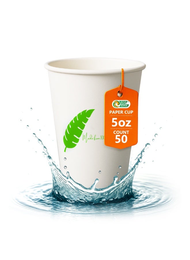ایکوایدج EcoEdge 5 Oz Disposable Heavy-Duty Party Paper Cups (Pack of 50) | For Hot and Iced Beverages | Elegant, Stackable, Sustainable, Recyclable, Durable | Chemical and Plastic Free | 100% Eco-Friendly - Image 2