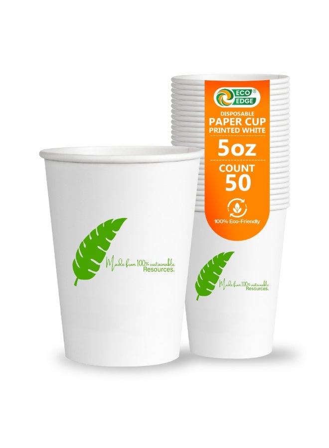 ایکوایدج EcoEdge 5 Oz Disposable Heavy-Duty Party Paper Cups (Pack of 50) | For Hot and Iced Beverages | Elegant, Stackable, Sustainable, Recyclable, Durable | Chemical and Plastic Free | 100% Eco-Friendly - Image 1