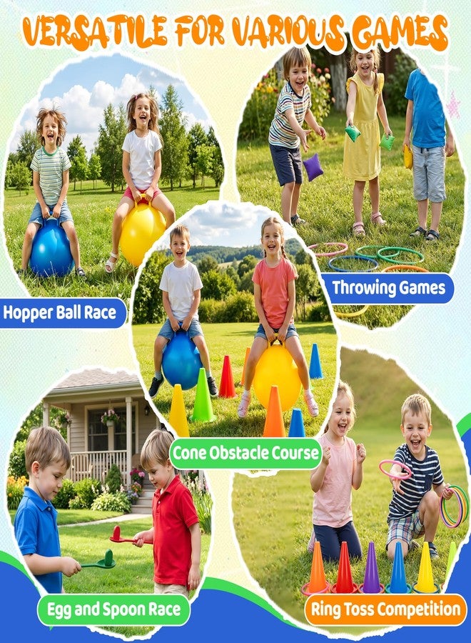 JOY SPOT! 53PCS Carnival Outdoor Games Combo Set for Kids, 18 Inch Hopper Balls with Handles, Ring Toss, Bean Bags, Egg Spoon Relay Race, Fun for Backyard, Field Day, School, Birthday Parties, Family Events - Image 4